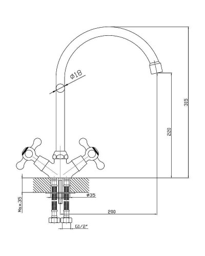 Смеситель для кухни Orange Classic Pro M72-000cr Хром