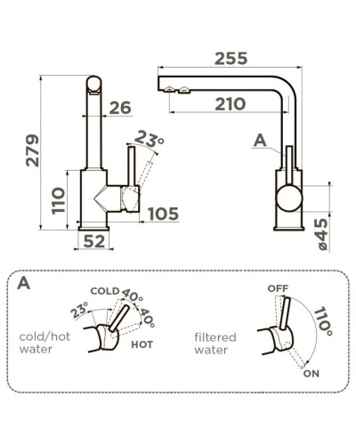 Смеситель для кухни с подключением к фильтру Omoikiri Nakagawa 2 Plus-CA карамель 4994422