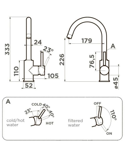 Смеситель для кухни с подключением к фильтру Omoikiri Shinagawa 2 Plus-CA карамель 4994411