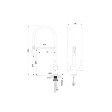 Смеситель для кухни с гибким изливом и подключением фильтра WONZON & WOGHAND, Брашированный никель (WW-88458009-BN)