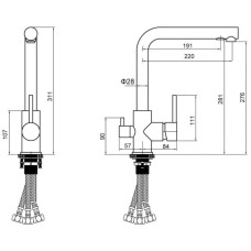 Смеситель для кухни с подключением к фильтру Grocenberg GB40551NK