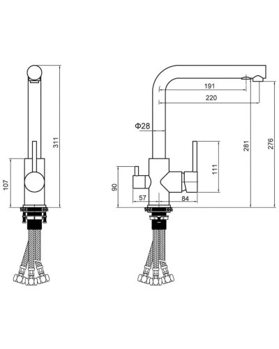 Смеситель для кухни с подключением к фильтру Grocenberg GB40551MG