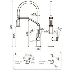 Смеситель для кухни с подключением к фильтру Omoikiri Makkari 2 Plus-SB-GB-BL графит 4994495