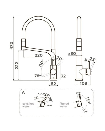 Смеситель для кухни с подключением к фильтру Omoikiri Sinto 2 Plus-C-WH 4994378