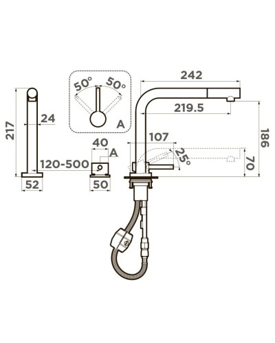 Смеситель для кухни Omoikiri Nara-S-BN нержавеющая сталь 4994329