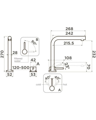 Смеситель для кухни с подключением к фильтру Omoikiri Nara 2 Plus-C 4994366
