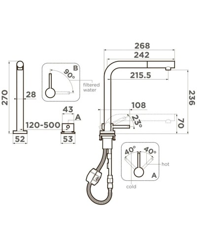 Смеситель для кухни с подключением к фильтру Omoikiri Nara 2 Plus-S-GB графит 4994373