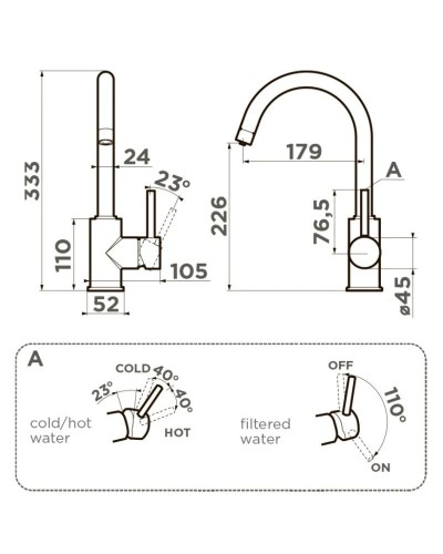 Смеситель для кухни с подключением к фильтру Omoikiri Shinagawa 2 Plus-SA бежевый 4994408