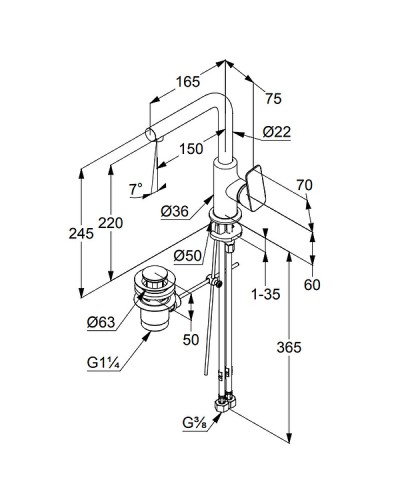 Смеситель для раковины Kludi Pure Style 400250575 Хром