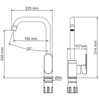 Смеситель для кухни WasserKRAFT Elbе 7407 Черный матовый