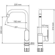 Смеситель для кухни WasserKRAFT Elbе 7407 Черный матовый