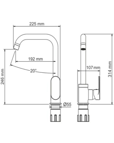 Смеситель для кухни WasserKRAFT Elbе 7407 Черный матовый