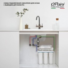 Смеситель для кухни с подключением к фильтру Paini Cox Ultrawhite 7890643CR3V11L2KM