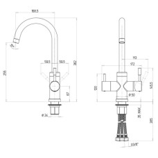 Смеситель для кухни с подключением к фильтру Paini Cox Ultrawhite 7890643CR3V11L2KM