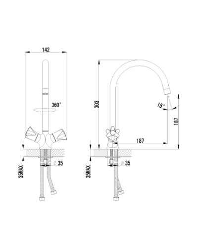 Смеситель для кухни c высоким поворотным изливом Lemark Plus Flame LM1005C