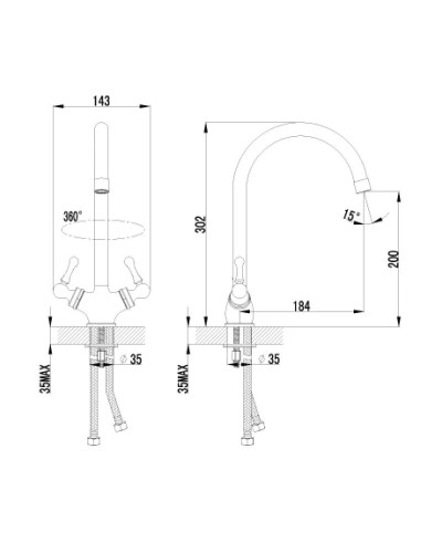 Смеситель для кухни c высоким поворотным изливом Lemark Plus Balance LM1305C