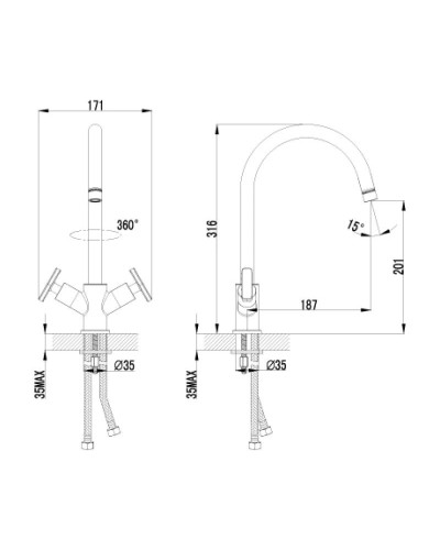 Смеситель для кухни с высоким поворотным изливом Lemark Plus Trend LM1805C