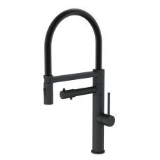 Смеситель для кухни с гибким изливом и подключением фильтра WONZON & WOGHAND, Черный матовый (WW-88458007-MB)