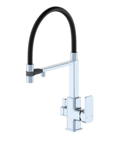 Смеситель для кухни с гибким изливом и подключением фильтра WONZON & WOGHAND, Хром (WW-88458012-CR)