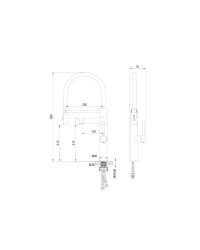 Смеситель для кухни с гибким изливом и подключением фильтра WONZON & WOGHAND, Черный матовый (WW-88458007-MB)