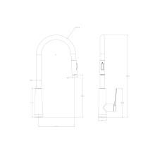 Смеситель для кухни с выдвижным изливом WONZON & WOGHAND, Черный матовый (WW-A20782-MB)