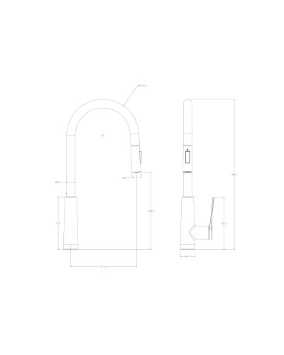 Смеситель для кухни с выдвижным изливом WONZON & WOGHAND, Темный графит (WW-A20782-BGG)