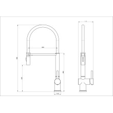 Смеситель для кухни с гибким изливом WONZON & WOGHAND, Темный графит (WW-88438003-BGM)
