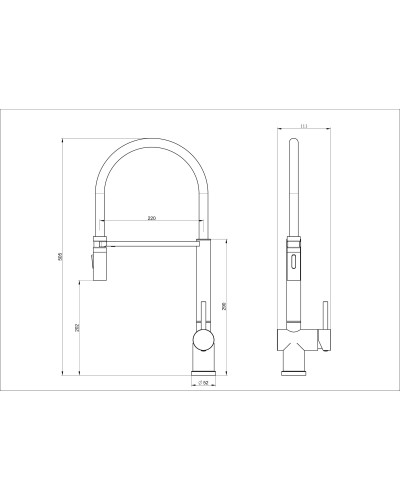 Смеситель для кухни с гибким изливом WONZON & WOGHAND, Темный графит (WW-88438003-BGM)