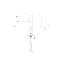 Смеситель для кухни с выдвижным изливом WONZON & WOGHAND, Хром (WW-88439008A-CR)