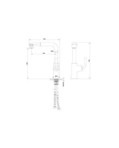 Смеситель для кухни с выдвижным изливом WONZON & WOGHAND, Хром (WW-88439008A-CR)