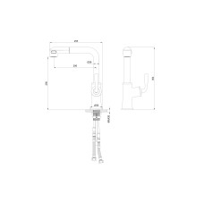 Смеситель для кухни с выдвижным изливом WONZON & WOGHAND, Черный матовый (WW-88439008A-MB)