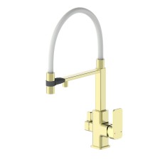 Смеситель для кухни с гибким изливом и подключением фильтра WONZON & WOGHAND, Брашированное золото (WW-88458012-BG（MW))