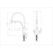 Смеситель для кухни с гибким изливом и подключением фильтра WONZON & WOGHAND, Брашированное золото (WW-88458013-BG(MW))