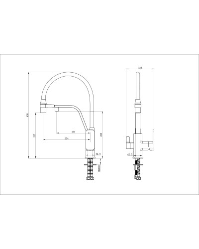 Смеситель для кухни с гибким изливом и подключением фильтра WONZON & WOGHAND, Брашированное золото (WW-88458013-BG(MW))