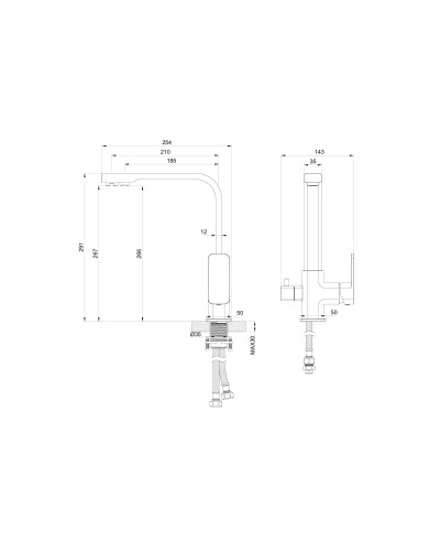 Смеситель для кухни с подключением фильтра WONZON & WOGHAND, Хром (WW-88458004-CR)