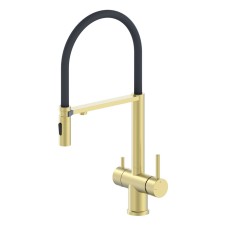 Смеситель для кухни с гибким изливом и подключением фильтра WONZON & WOGHAND, Брашированное золото (WW-88458009-BG)