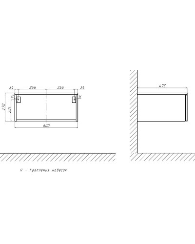 Тумба Velvex Unique Unit 60 tpUNI.60.H27.Y-223 подвесная Белый лед