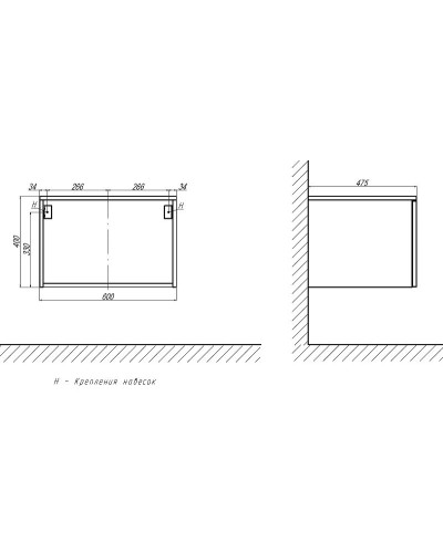 Тумба Velvex Unique Unit 60 tpUNI.60.H40.Y.VY-223 подвесная Белый лед