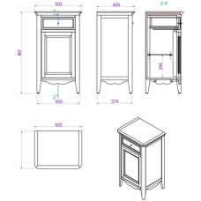 Тумба напольная правая орех 50,2 см Tiffany World Veronica Nuova VER2150D-N