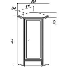 Тумба напольная угловая белый глянец 37,5х37,5 см R Belux Адажио НУ 38
