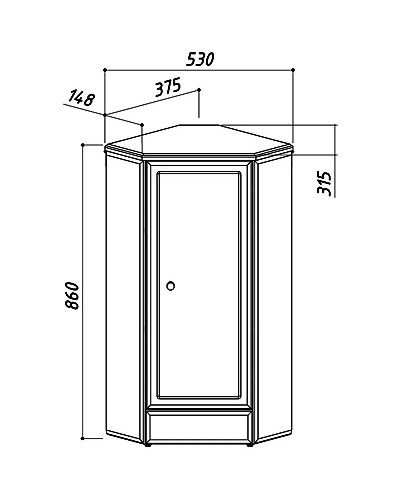 Тумба напольная угловая белый глянец 37,5х37,5 см R Belux Адажио НУ 38