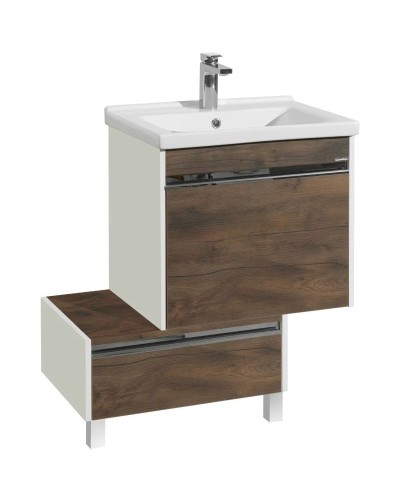 Тумба белый глянец/таксония темная 55 см Акватон Капри 1A231003KPDB0