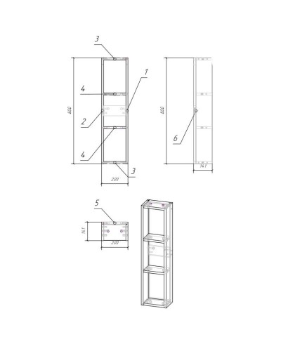 Модуль для зеркального шкафчика дуб Cersanit Moduo MD-MOD20-SW