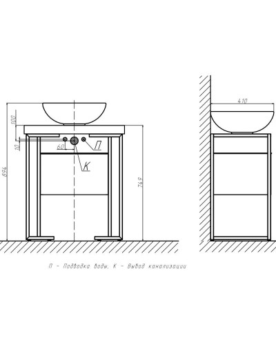 Тумба белый глянец 44 см Velvex Gelou tpGEL.45-43.21