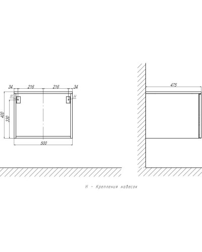 Тумба белый глянец 50 см Velvex Unique Unit tpUNI.50.H40.Y.VY-223
