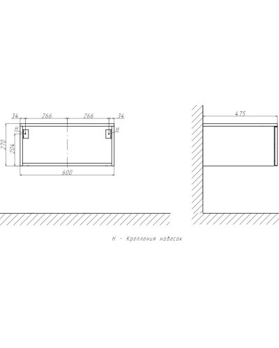 Тумба белый матовый 60 см Velvex Unique Unit tpUNI.60.H27.Y-211