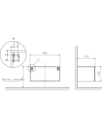 Тумба шампань 80 см Velvex Unique Unit tpUNI.80.H40.Y.VY-221