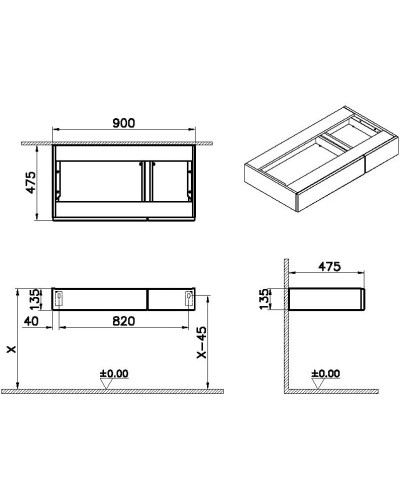 Тумба черный дуб 90 см VitrA Origin 65701