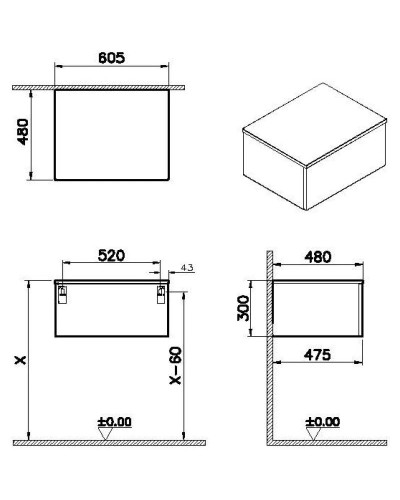 Тумба темный вяз 60,5 см VitrA Stand 66694