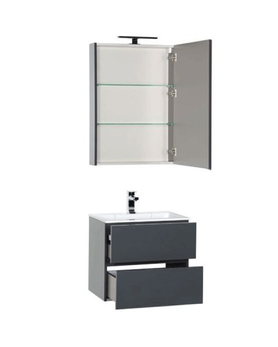 Комплект мебели для ванной Aquanet Алвита 60 184576 подвесной Серый антрацит